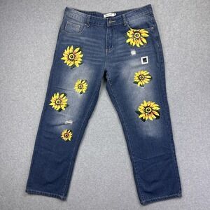 Misslook Women's Denim Sunflower Jeans‎ Size M Waist 32
